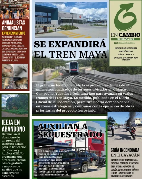 Portada de En Cambio - Quintana Roo (contraportada) del jueves, 18 de diciembre de 2025