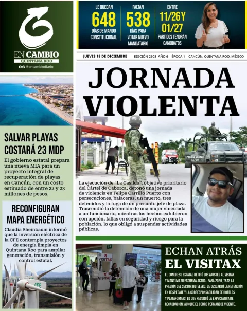 Portada de En Cambio - Quintana Roo (portada) del jueves, 18 de diciembre de 2025
