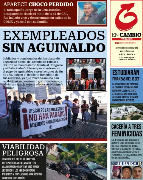 Portada de En Cambio - Tabasco (contraportada) del jueves, 18 de diciembre de 2025