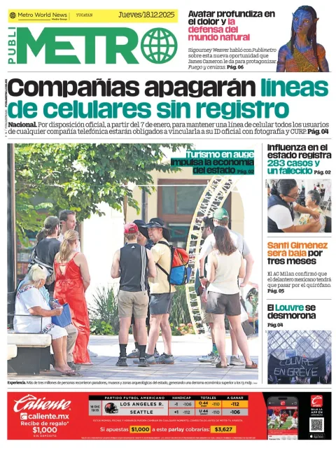 Portada de Publimetro Merida del jueves, 18 de diciembre de 2025