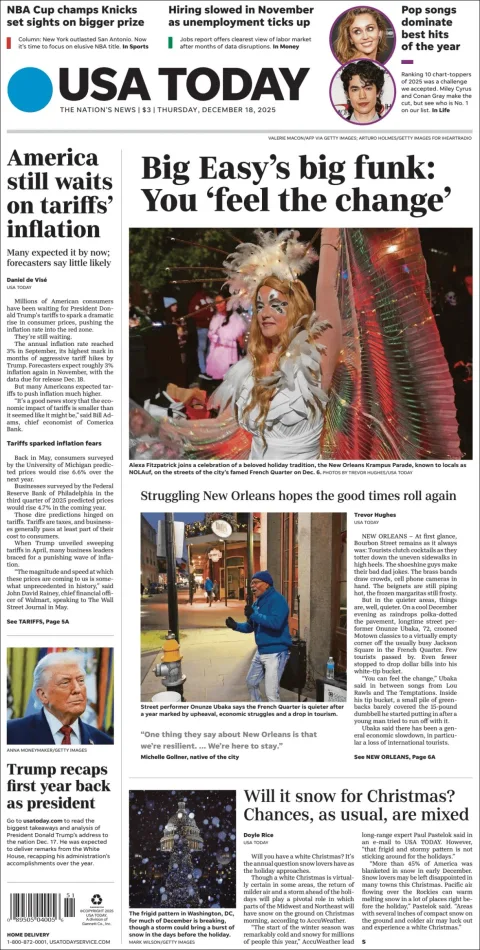 Portada de Usa Today