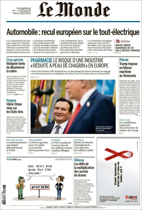 Portada de Le Monde del jueves, 18 de diciembre de 2025