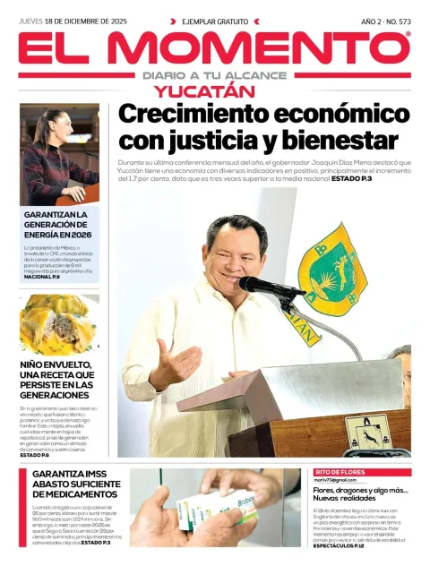 Portada de El Momento Yucatan del jueves, 18 de diciembre de 2025