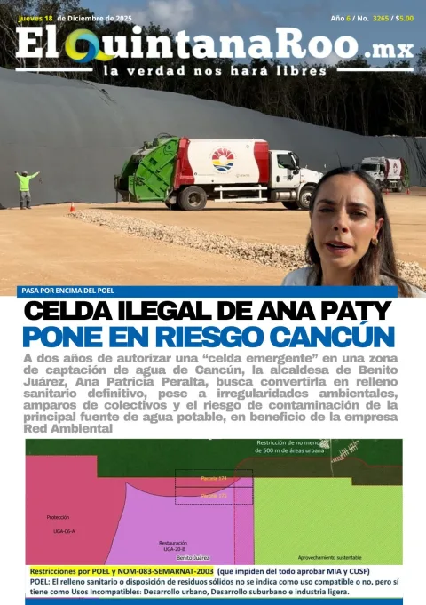 Portada de El Quintana Roo (portada) del jueves, 18 de diciembre de 2025