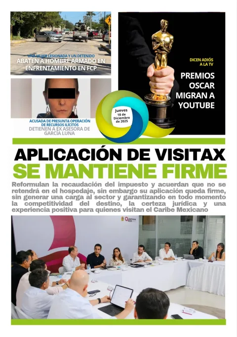 Portada de El Quintana Roo (contraportada) del jueves, 18 de diciembre de 2025