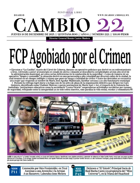 Portada de Diario Cambio 22 (portada) del jueves, 18 de diciembre de 2025