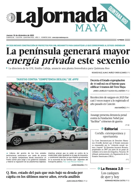 Portada de La Jornada Maya Quintana Roo del jueves, 18 de diciembre de 2025