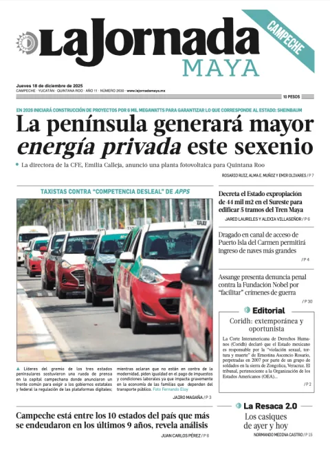 Portada de La Jornada Maya Campeche del jueves, 18 de diciembre de 2025