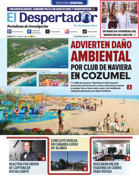 Portada de El Despertador de Quintana Roo del viernes, 19 de diciembre de 2025