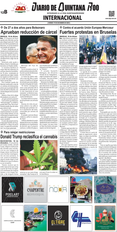 Portada de Diario de Quintana Roo (contra Portada) del viernes, 19 de diciembre de 2025