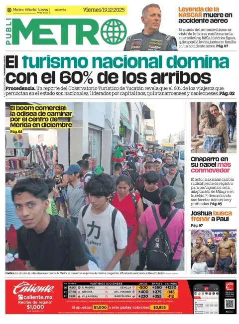 Portada de Publimetro Merida del viernes, 19 de diciembre de 2025