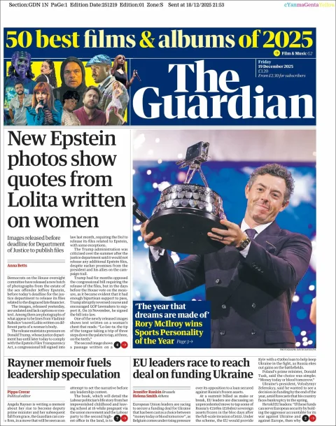 Portada de The Guardian (reino Unido)