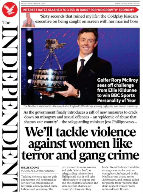 Portada de The Independent del viernes, 19 de diciembre de 2025