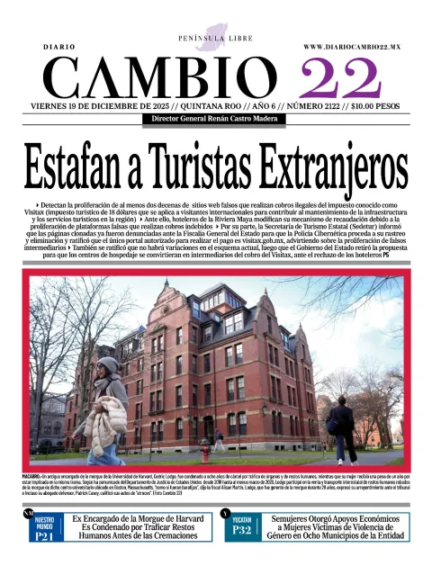 Portada de Diario Cambio 22 (contraportada) del viernes, 19 de diciembre de 2025