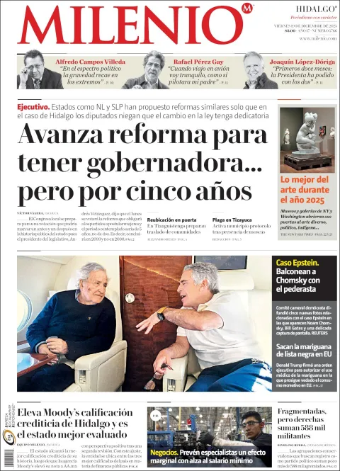 Portada de Milenio Hidalgo del viernes, 19 de diciembre de 2025