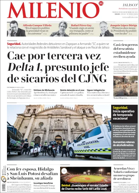 Portada de Milenio Jalisco del viernes, 19 de diciembre de 2025