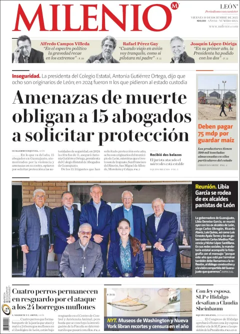 Portada de Milenio Leon del viernes, 19 de diciembre de 2025