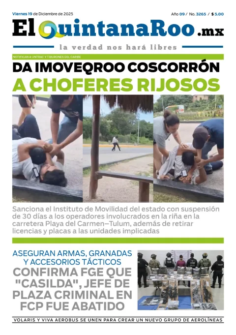 Portada de El Quintana Roo (portada) del viernes, 19 de diciembre de 2025