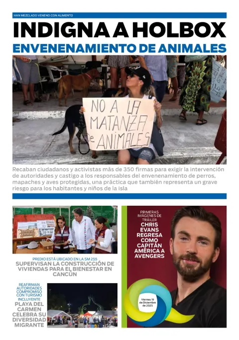 Portada de El Quintana Roo (contraportada) del viernes, 19 de diciembre de 2025