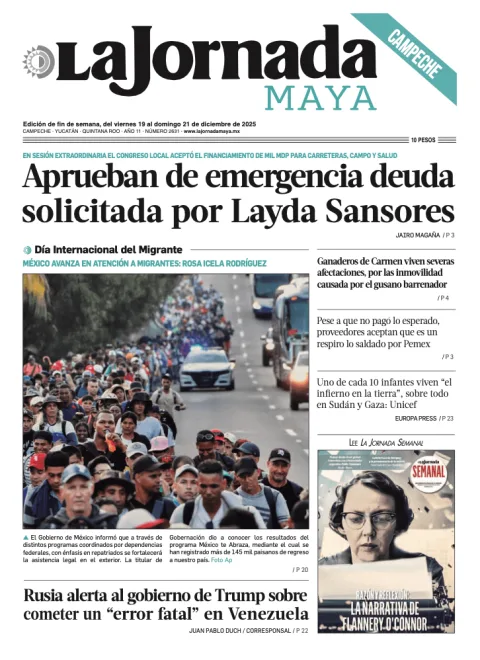 Portada de La Jornada Maya Campeche del viernes, 19 de diciembre de 2025