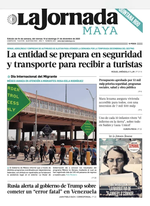 Portada de La Jornada Maya Quintana Roo del viernes, 19 de diciembre de 2025