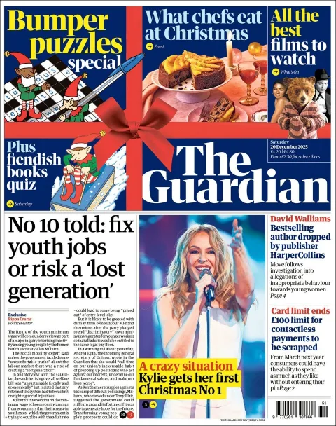 Portada de The Guardian (reino Unido) del sábado, 20 de diciembre de 2025