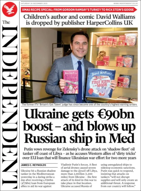 Portada de The Independent del sábado, 20 de diciembre de 2025
