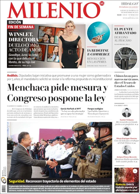 Portada de Milenio Hidalgo del sábado, 20 de diciembre de 2025