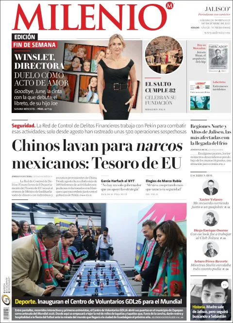 Portada de Milenio Jalisco del sábado, 20 de diciembre de 2025