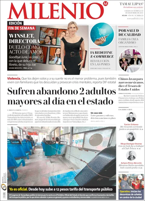 Portada de Milenio Tamaulipas del sábado, 20 de diciembre de 2025