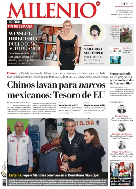 Portada de Milenio Puebla del sábado, 20 de diciembre de 2025