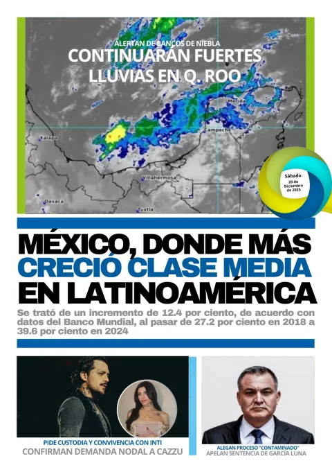 Portada de El Quintana Roo (contraportada) del sábado, 20 de diciembre de 2025