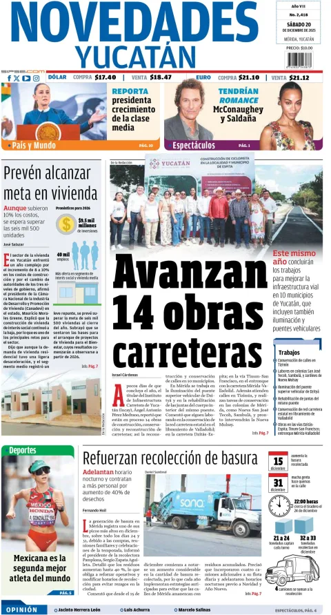 Portada de Novedades Yucatan