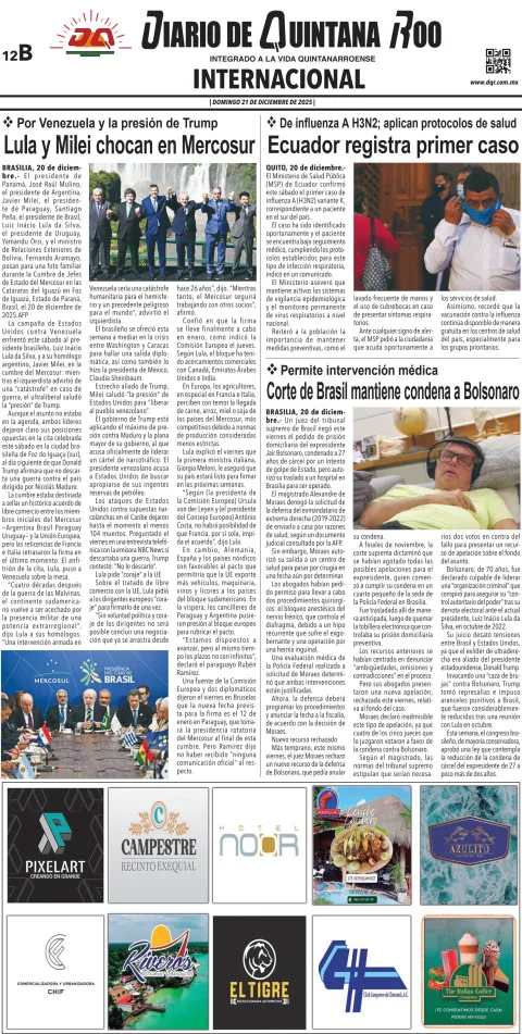 Portada de Diario de Quintana Roo (contra Portada)