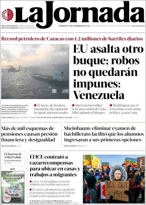 Portada de La Jornada