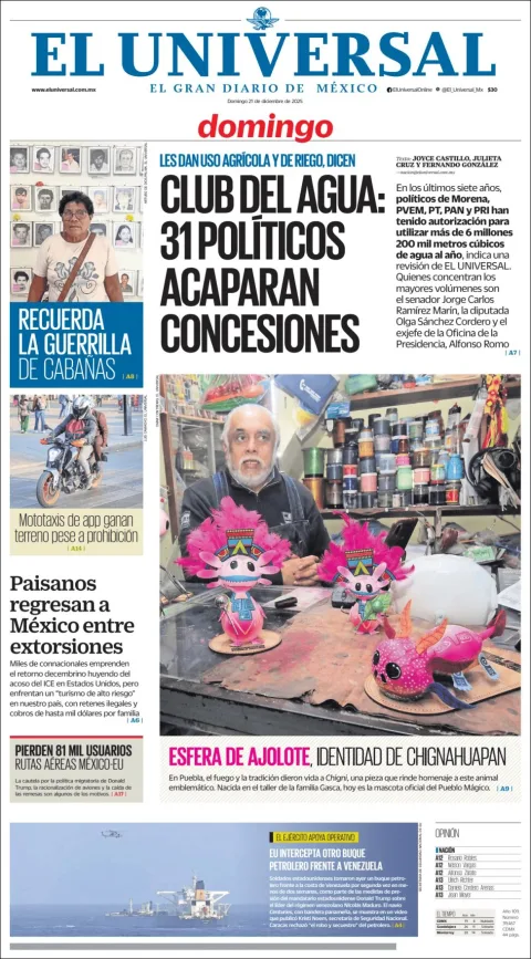 Portada de El Universal