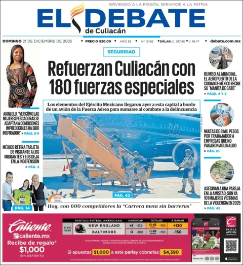 Portada de El Debate de Culiacan