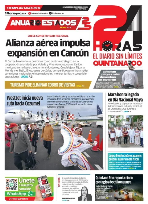 Portada de 24 Horas Quintana Roo