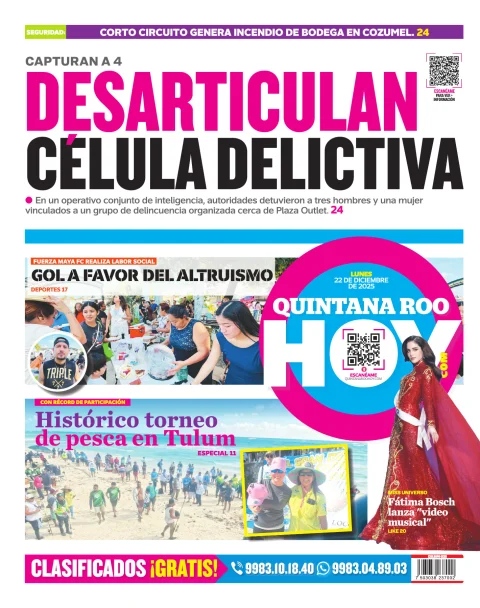 Portada de Quintana Roo Hoy (contraportada)