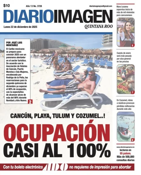 Portada de Diario Imagen Quintana Roo del lunes, 22 de diciembre de 2025