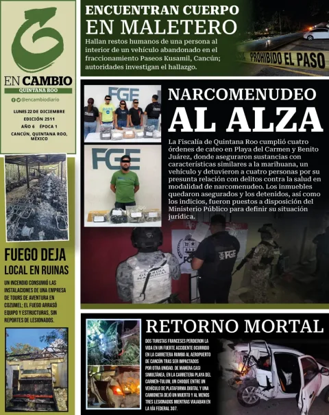 Portada de En Cambio - Quintana Roo (contraportada) del lunes, 22 de diciembre de 2025
