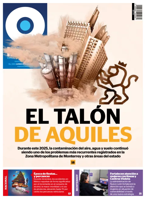 Portada de Reporte Indigo Monterrey del lunes, 22 de diciembre de 2025