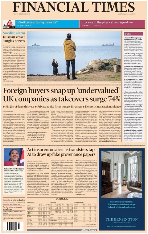 Portada de Financial Times del lunes, 22 de diciembre de 2025
