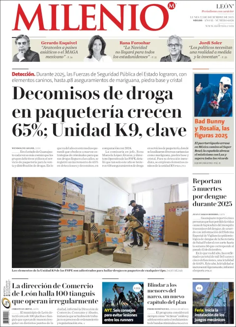 Portada de Milenio Leon del lunes, 22 de diciembre de 2025