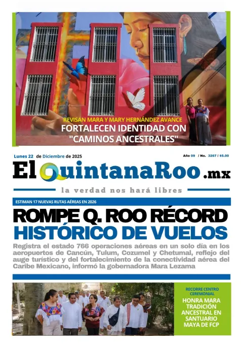 Portada de El Quintana Roo (portada) del lunes, 22 de diciembre de 2025