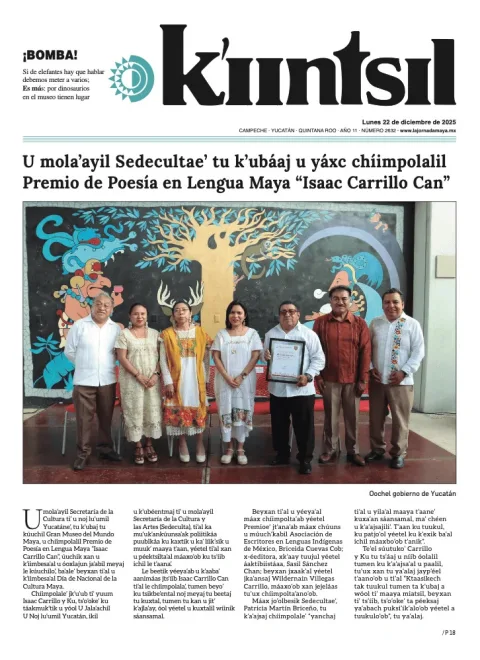 Portada de La Jornada - Kiintsil del lunes, 22 de diciembre de 2025