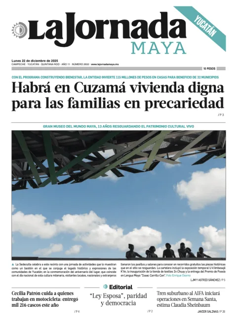 Portada de La Jornada Maya Yucatán del lunes, 22 de diciembre de 2025