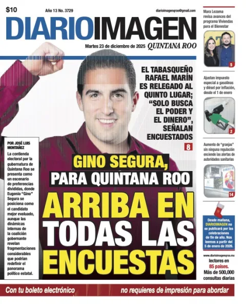 Portada de Diario Imagen Quintana Roo del martes, 23 de diciembre de 2025