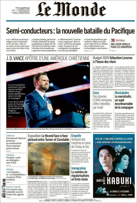 Portada de Le Monde del martes, 23 de diciembre de 2025