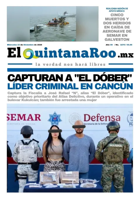 Portada de El Quintana Roo (portada) del martes, 23 de diciembre de 2025